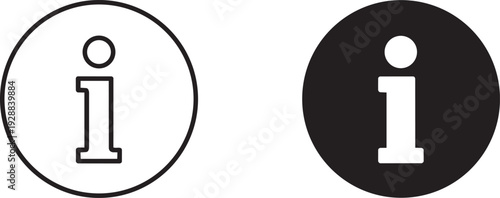 Black and White Information Sign Icon Set for Web and UI Design