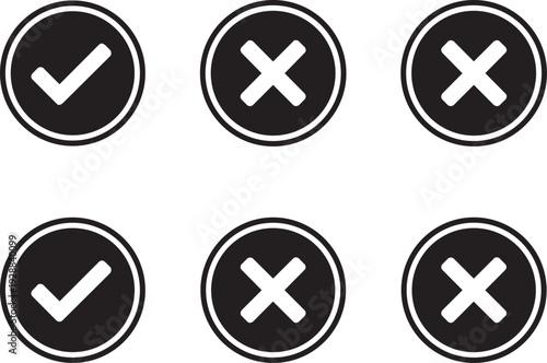 Collection of Checkmark and Cross Icons for Vote and Status Indication