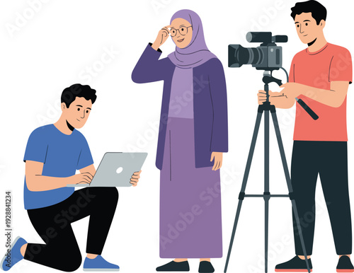 Filmmaking Workflow Line Art Pack Creative Team, Camera, Editing, and Media Production Icons