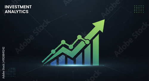 Investment analytics graph showing upward trend and growth.