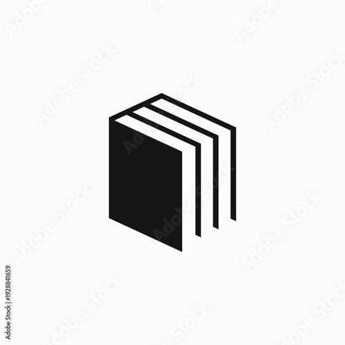 Minimalist isometric book vector icon with clean lines, perfect for academic logos, bookstore branding, and educational graphic design elements