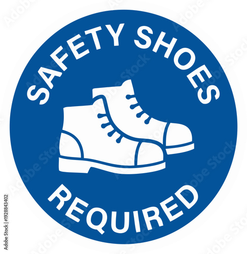 Safety Shoes Required Mandatory Blue Circle Sign with Footwear Icon