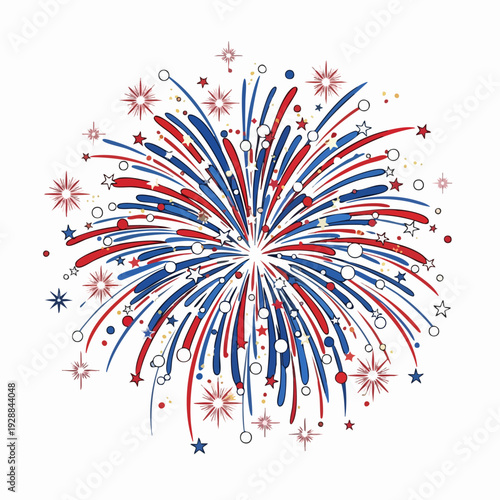 Vibrant Fireworks Burst Over Night Sky Display.