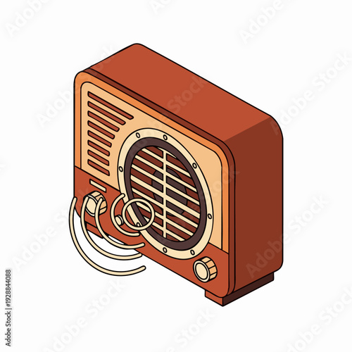 Vintage Radio Illustration With Antenna.