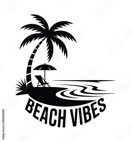 Wallpaper Mural Beach vibes tropical silhouette vector illustration, summer palm trees island scene for vacation travel, seaside relaxation, tourism branding, and holiday design graphics Torontodigital.ca