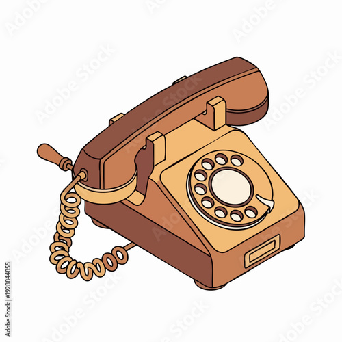 Vintage rotary telephone handset illustration graphic.