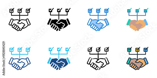 Task Collaboration icons set multiple style collection. Editable stroke 
