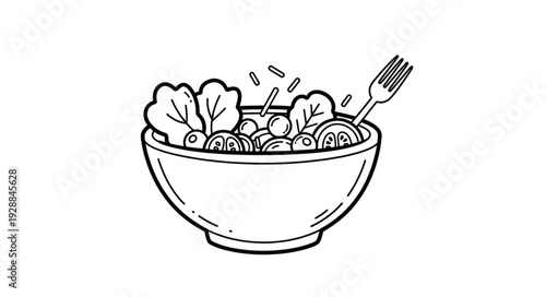 Healthy Fresh Salad in a Bowl with Fork.