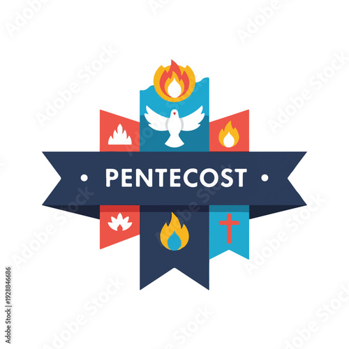 A geometric illustration of Pentecost with related symbols and text