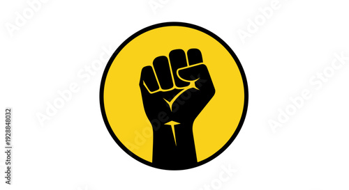 Raised Fist Symbolizing Strength and Solidarity in Protest.