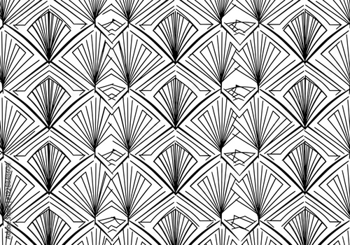 Repeating geometric pattern illustration featuring diamonds, lines, shapes, designs, and symmetry