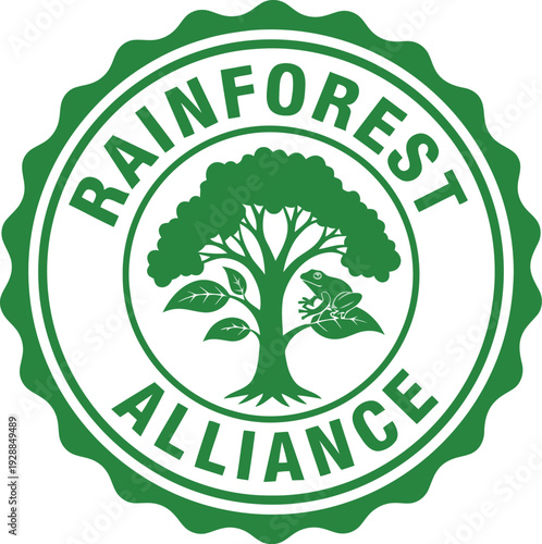 Rainforest Alliance Certified Green Badge Logo for Sustainable Eco-Friendly Products and Packaging