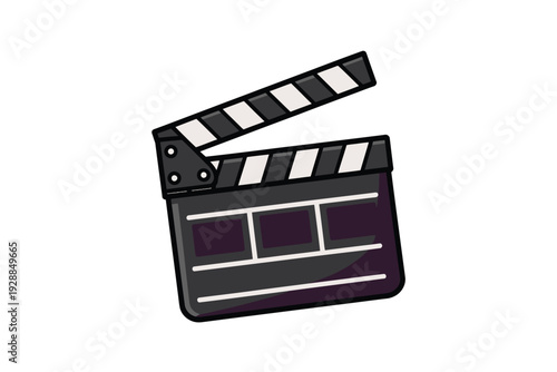 A film clapperboard icon illustration for movie production and filmmaking