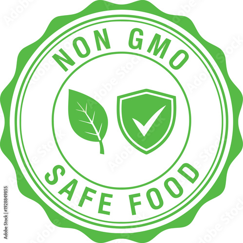 Non GMO Safe Food Green Badge Label for Organic Natural Healthy Products Packaging