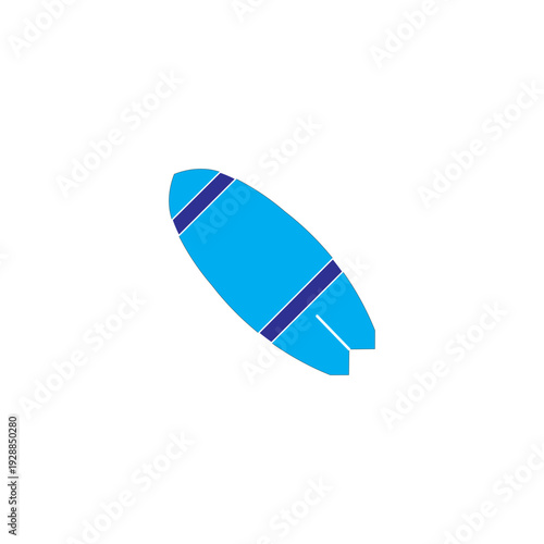 Surfboard icon isolated on white background. Blue surfing board flat vector illustration for summer beach sport design.