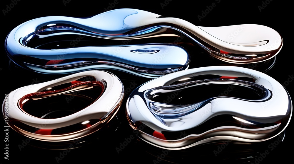 custom made wallpaper toronto digitalShiny Metal Hooks with Reflective Surfaces on Black Background