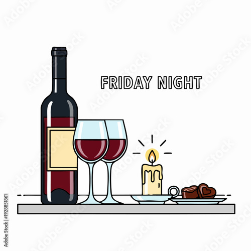 Wine Night Romantic Dinner Scene.