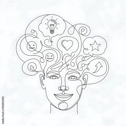 Creative Mind Continuous Line Art Illustration