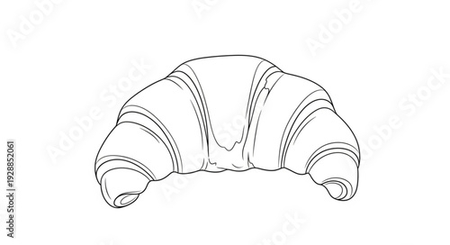 Hand drawn illustration of a single croissant pastry.