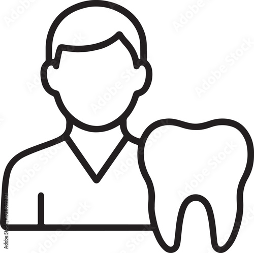 Professional Dentist Consultation Icon - Dental Care and Oral Hygiene Service Vector Outline