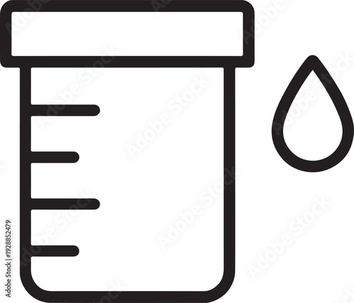 Medical Lab Test Container Icon - Blood Sample Analysis and Clinical Laboratory Diagnostics Vector Outline
