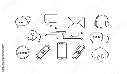 Outline Communication Icon Pack for Contact and Customer Support