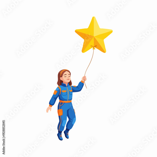 Young girl holding a star balloon.