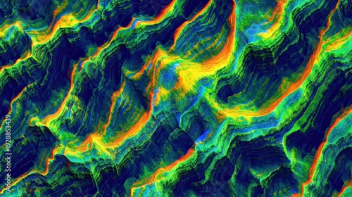 Vibrant Abstract Oceanic Patterns Mimicking Tides and Currents with Bright Colors and Dynamic Flow