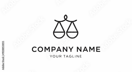 Simple Black Scales Balance Logo Design.