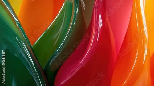 Vibrant Glossy Abstract Swirls of Color with Captivating Visual Texture and Smooth Reflections