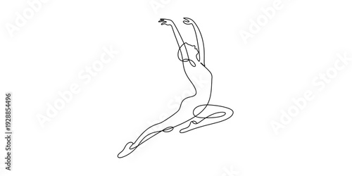 A woman working on a laptop surrounded by financial data charts and graphs in one line art style Vector, illustration