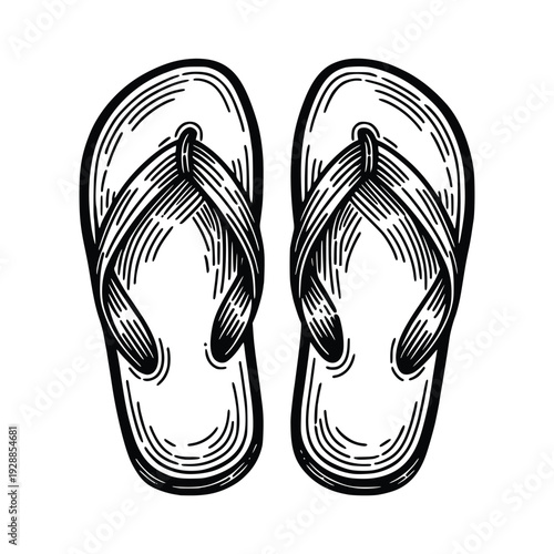 Engraved Flip-Flops Illustration
