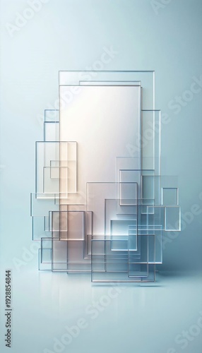 Abstract Geometric Composition of Transparent Rectangles and Squares.