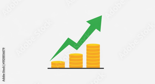 Growing Financial Graph with Coins Illustrating Business Progress and Investment Success.