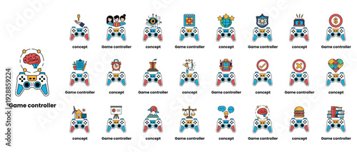 A collection of game controllers with a variety of different designs