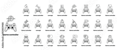 A collection of game controllers with the word Game Controler at the top