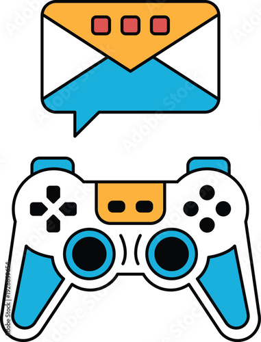 A black and white image of a video game controller with a letter E on it