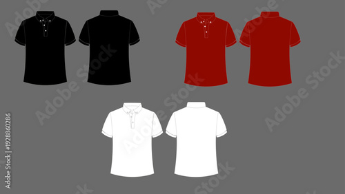 Red Polo Shirt Mockup Front and Back template Art & Illustration