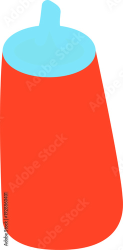 Red Chili Sauce Squeeze Bottle for Street Food Illustration