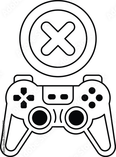 A black and white image of a video game controller with an X on it