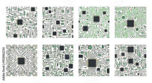 Collection of microchips and electronic circuit boards