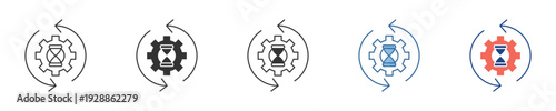 Dynamic system update and time-based settings configuration icons representing continuous process cycles and efficient operational management concepts