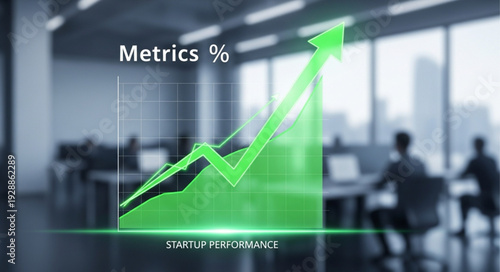 Green upward trend graph showing business growth and metrics.