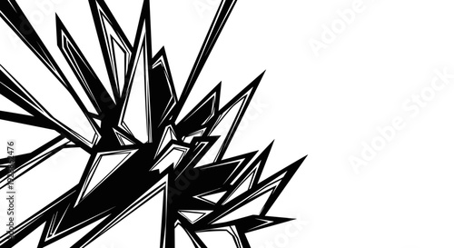 Abstract black and white geometric spiked pattern design