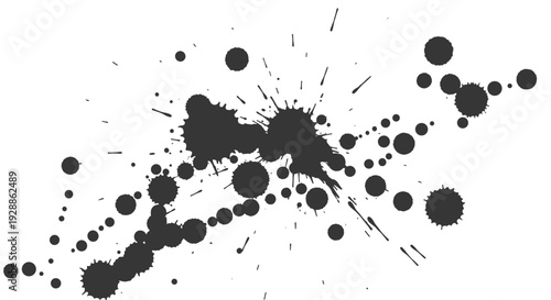 Abstract black ink splatter on for artistic design