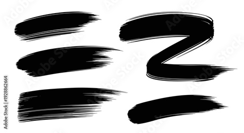 Collection of black brush strokes and letter z