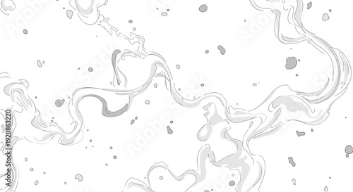 Abstract liquid splash with flowing curves and droplets