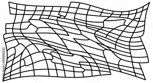 Abstract geometric wireframe mesh with distorted grid pattern