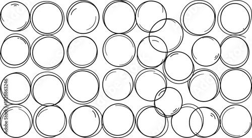 Multiple overlapping circles arranged in a geometric pattern