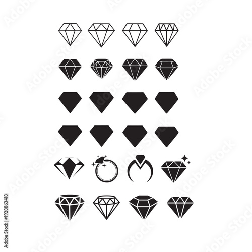 Collection of Diamond Icons and Gemstone Symbols